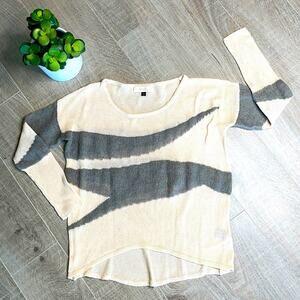 ANGL High Low Wool Blend Sweater Cream & Gray